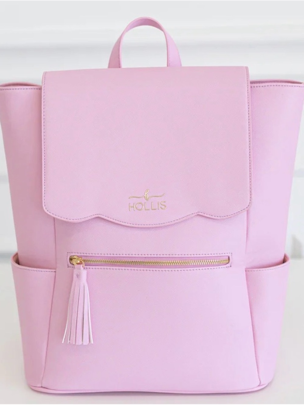 Hollis Pastel Pink Scalloped Flap Backpack